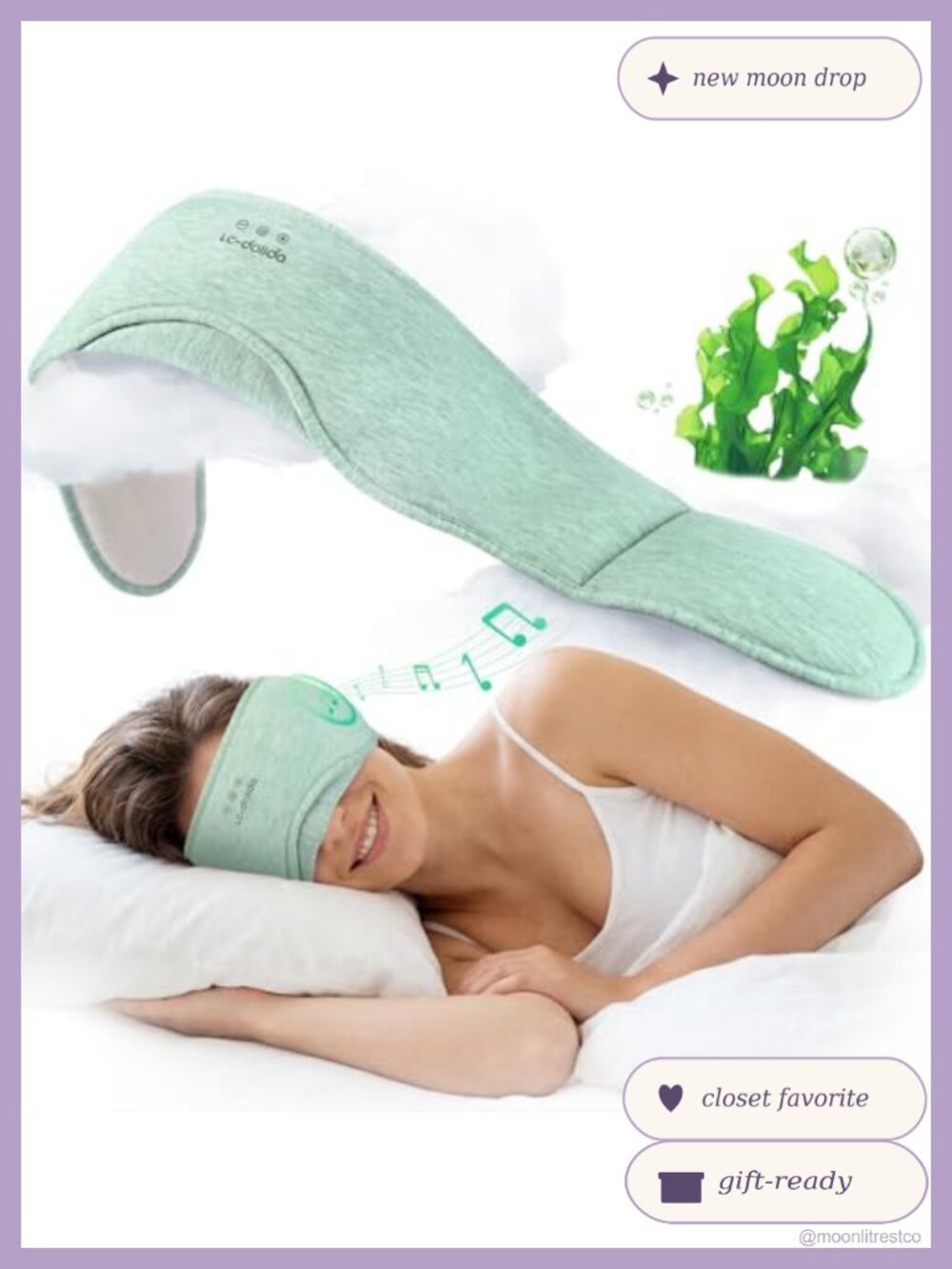 Bluetooth Sleep Mask Seaweed Fiber Cotton Total Blackout Side Sleepers